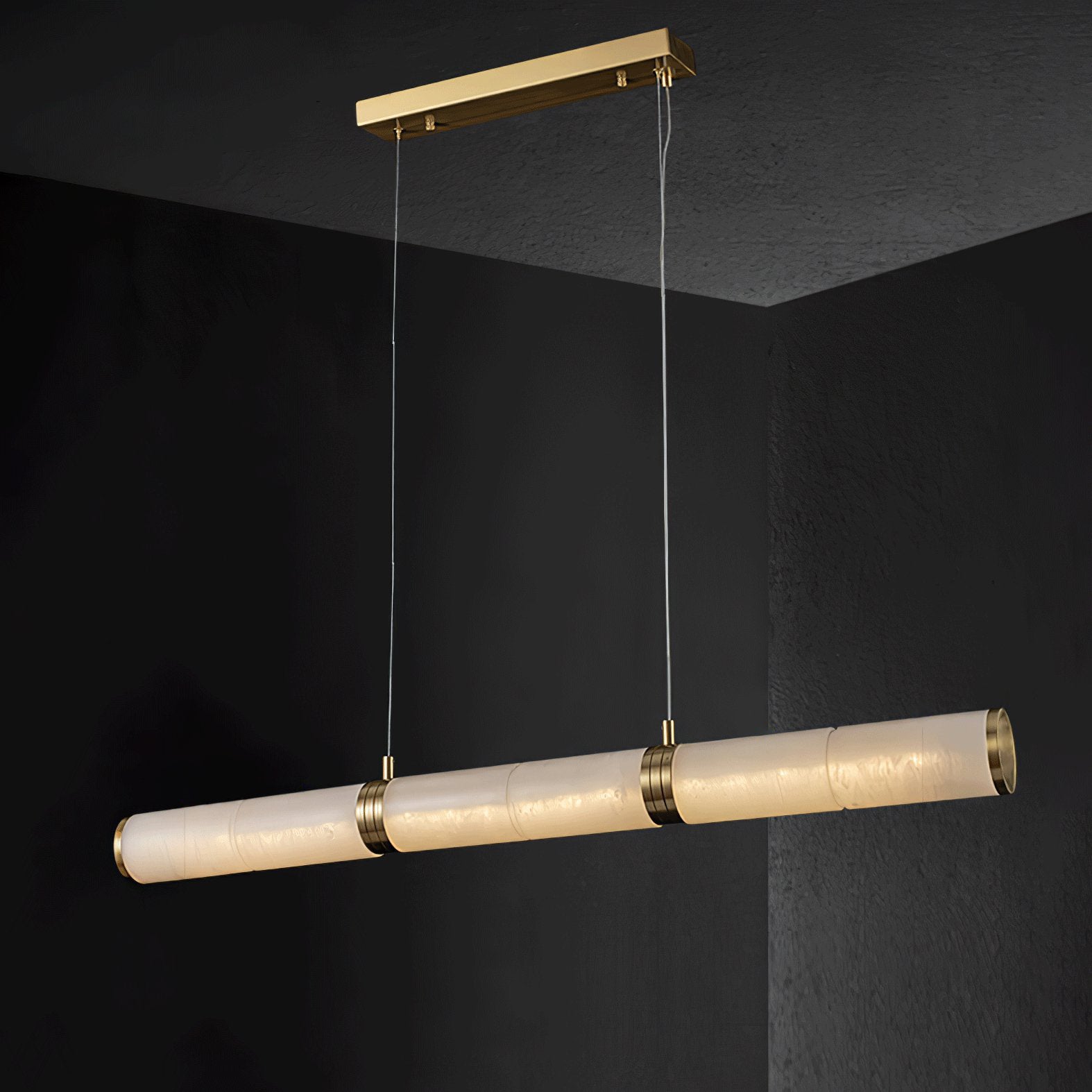 Eira Minimalistisch Alabaster Linear Pendelleuchte-Las Sola