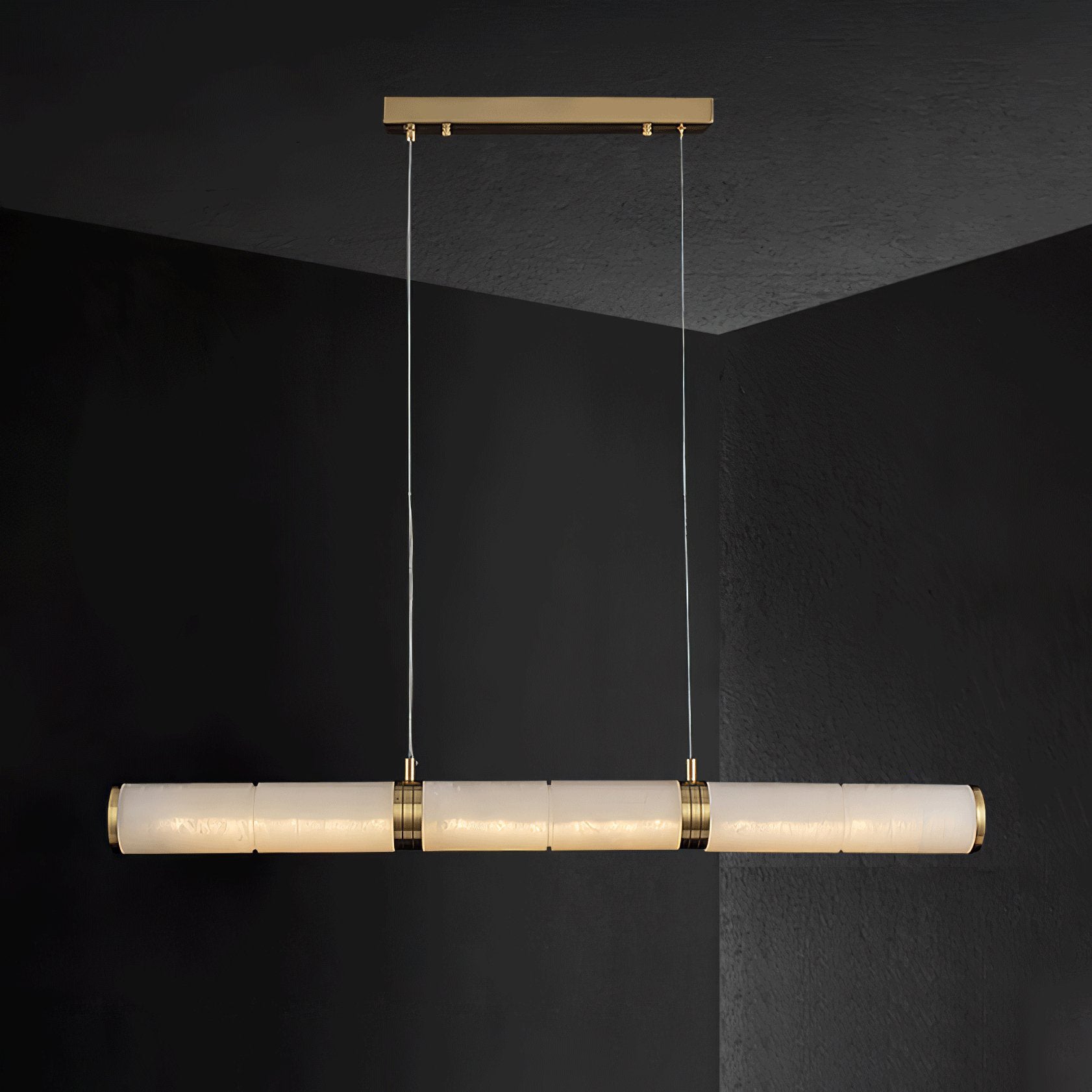 Eira Minimalistisch Alabaster Linear Pendelleuchte-Las Sola