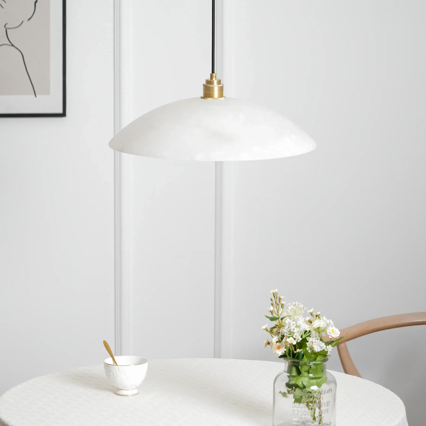 Jade Minimalismus Metall Alabaster Pendelleuchte Schlafzimmer Wohnzimmer