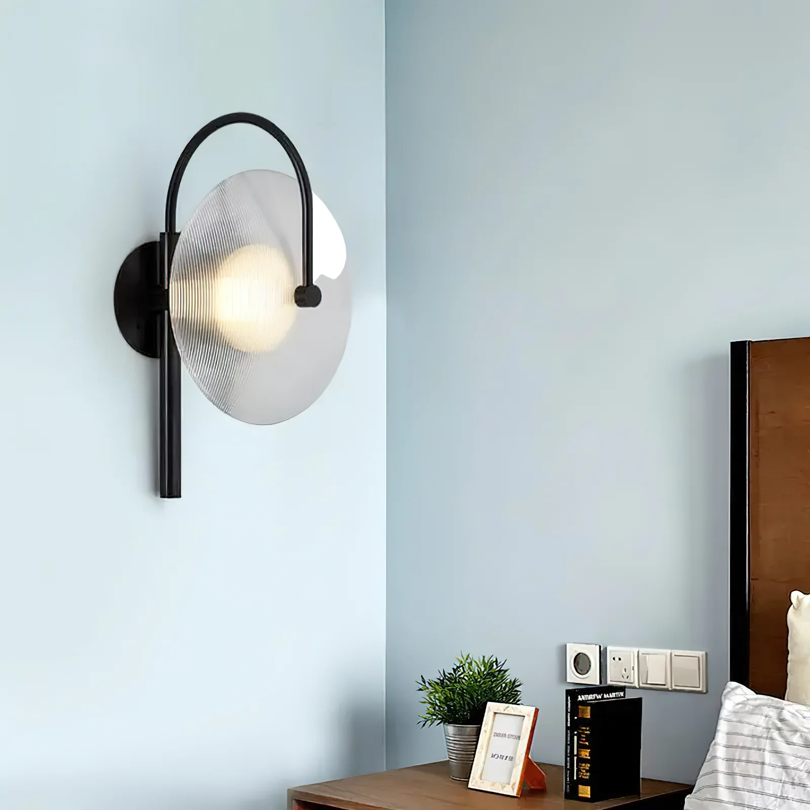 Elif Modern Black Gold Metal Glass Wall Lamp Dining Room Bedroom