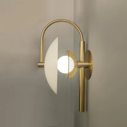 Elif Modern Black Gold Metal Glass Wall Lamp Dining Room Bedroom