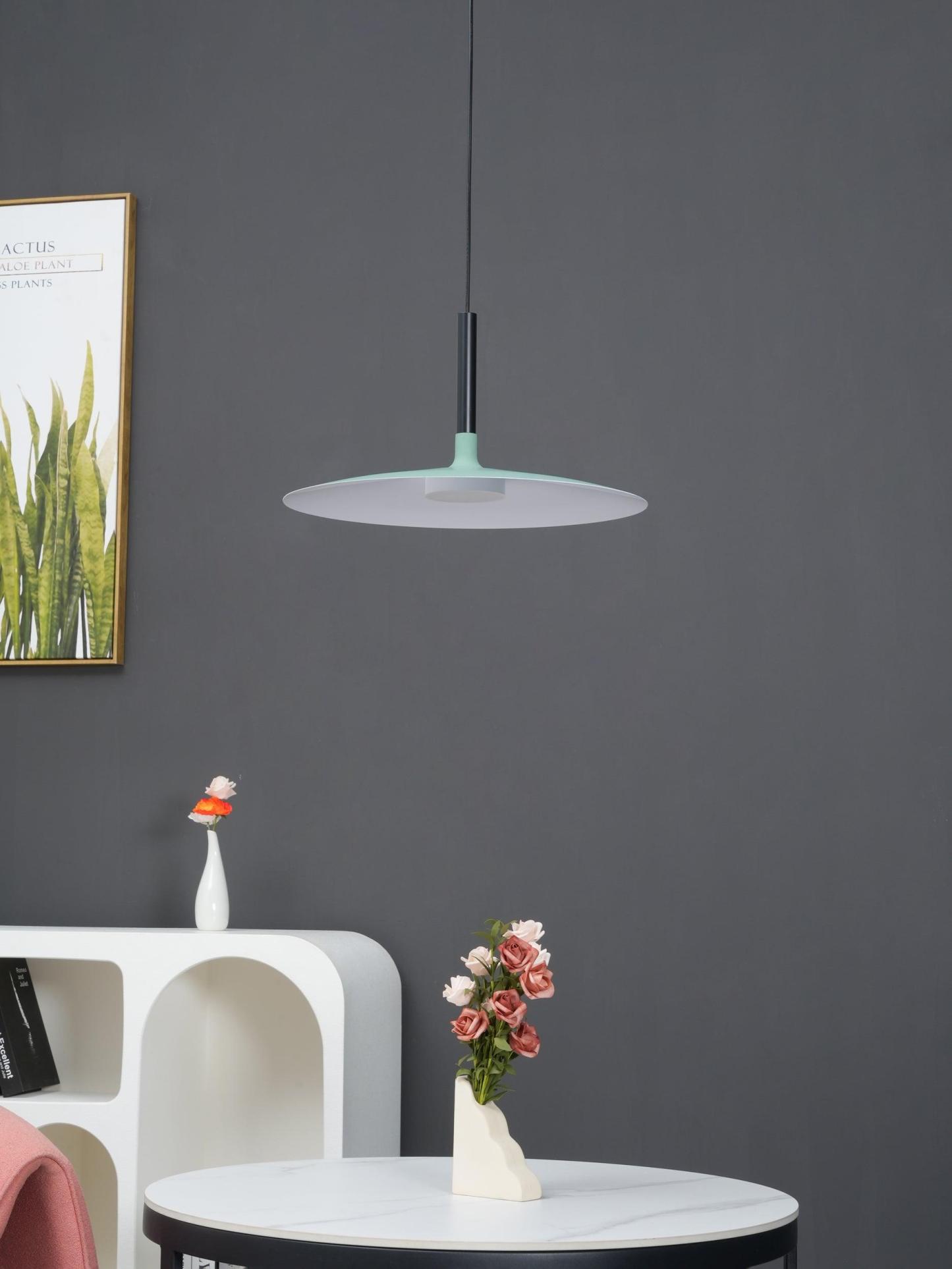 Lustra Pendelleuchte Aluminium Flach Scheibe-Las Sola