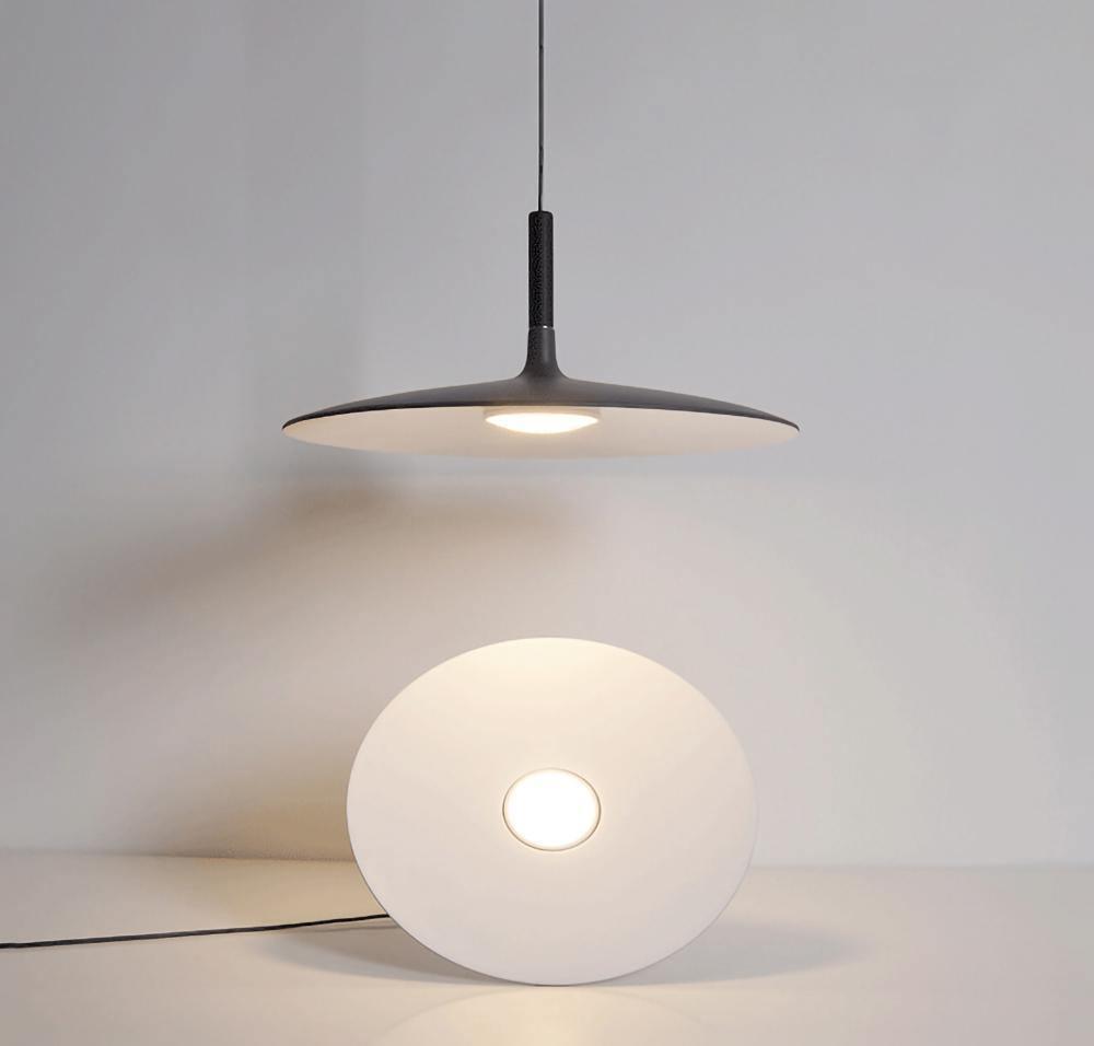 Lustra Pendelleuchte Aluminium Flach Scheibe-Las Sola