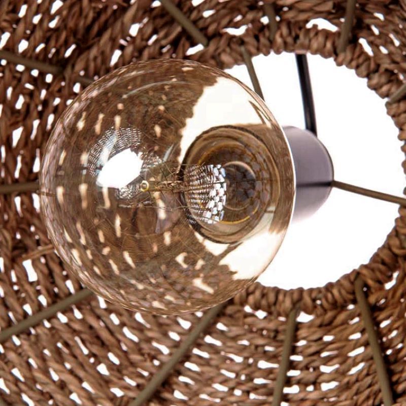 Muto Vintage Pendelleuchte Rustikale LED Rattan Schlafzimmer