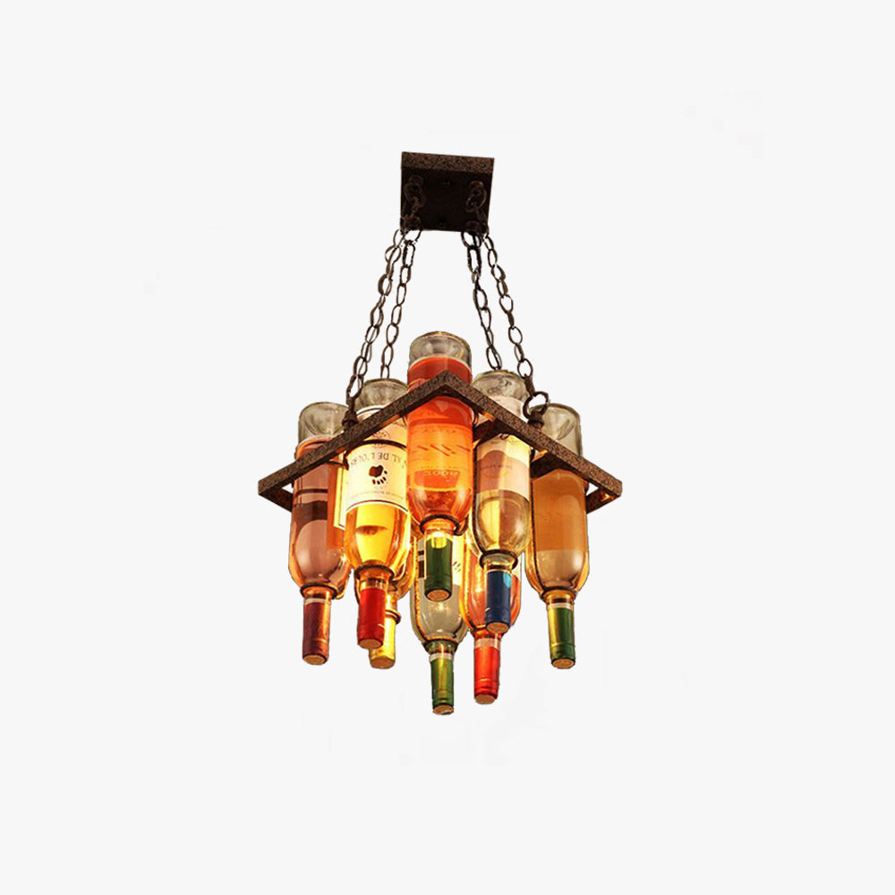 Hailie Antik Pendelleuchte, Weinflasche, Metall/Glas, Farbenfroh, Schlafzimmer