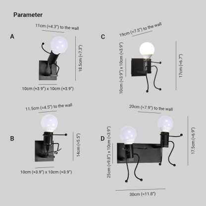 Luxo Modern LED Wandleuchte Weiß/Schwarz Bade/Wohnzimmer Metall