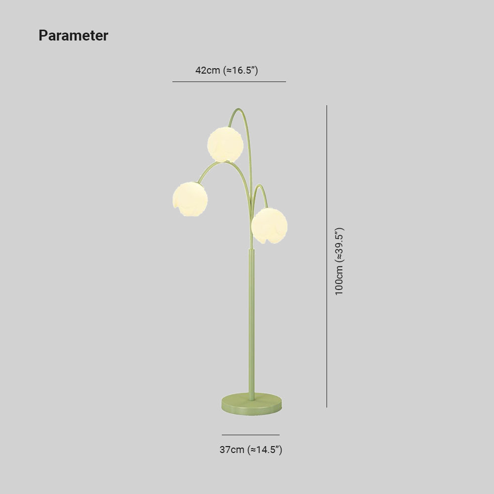 Lily Nordic 3 Lights Flower Metal Glass Floor Lamp,Green Pink