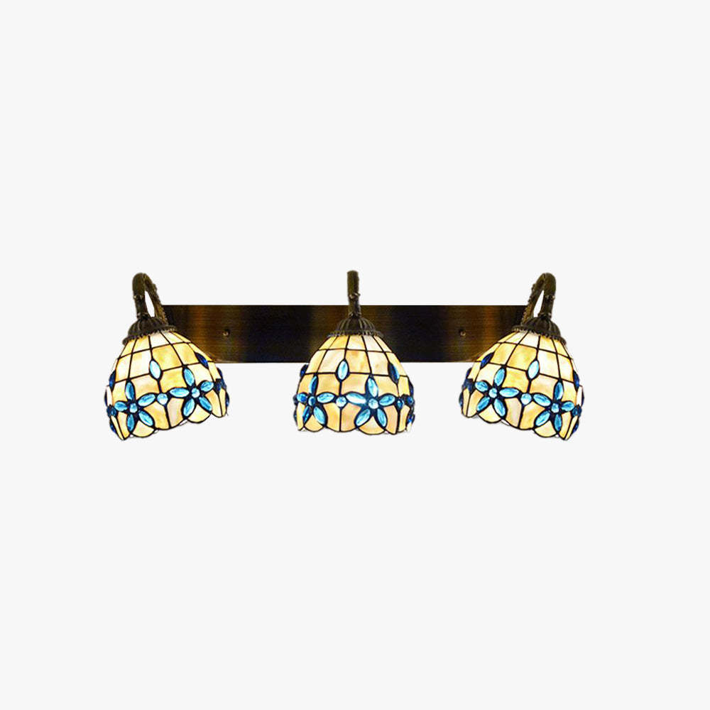 Baxter Vintage Blume LED Wandleuchten Braun Wohn/Schlafzimmer Metall/Glas