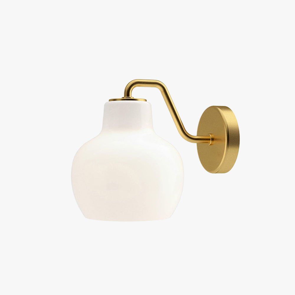 Lily Modern Wandleuchte Kuppel, Weiß-Gold, Wohnzimmer, Metall Glas