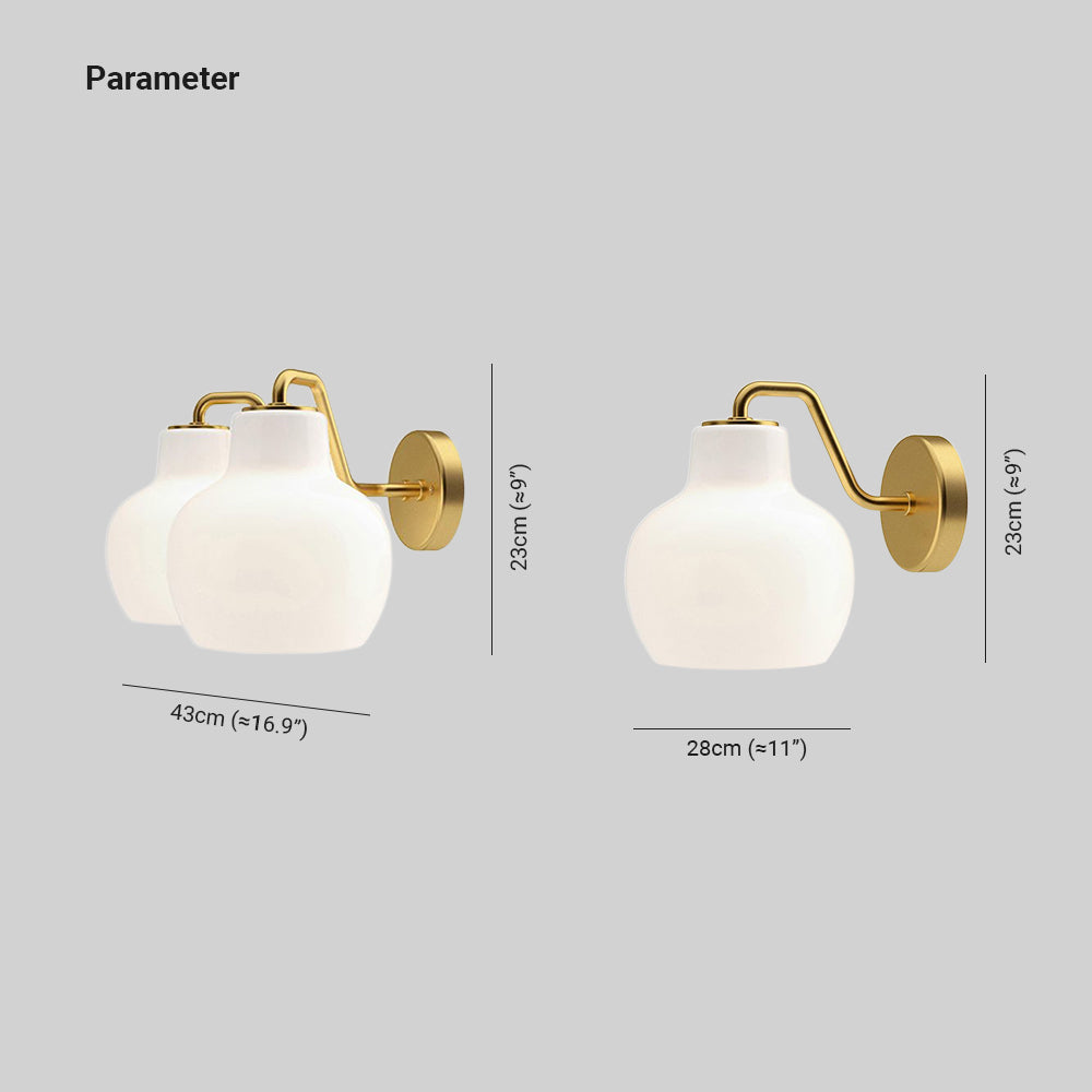 Lily Modern Wandleuchte Kuppel, Weiß-Gold, Wohnzimmer, Metall Glas
