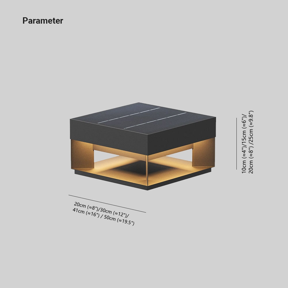 Riley Modern Solar-LED-Außenleuchte Quadratisch, Gold-Grau, Garten, Metall