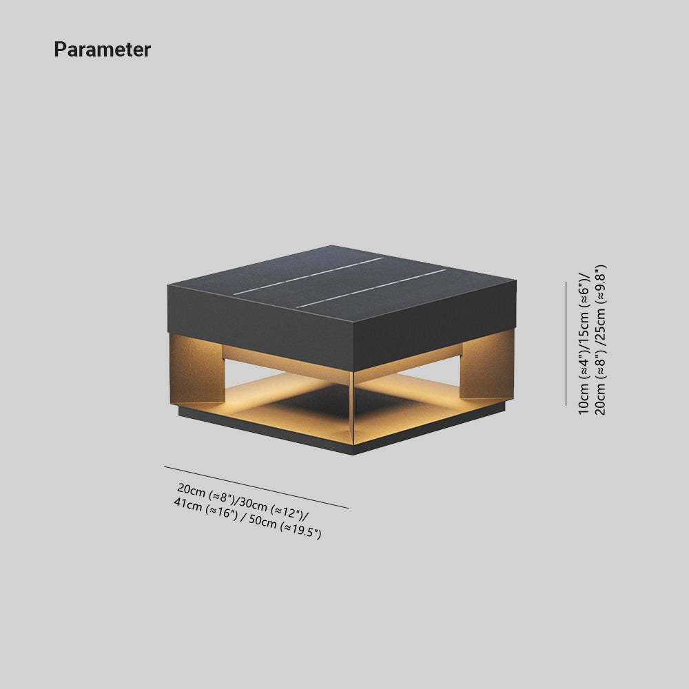 Riley Modern Solar-LED-Außenleuchte Quadratisch, Gold-Grau, Garten, Metall