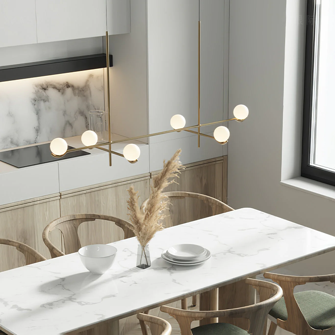 Alessio Minimalism Metal Glass Pendant Light Dining Room Bedroom