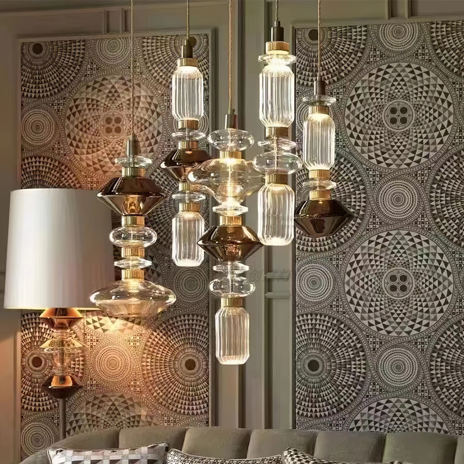 Alessio Vintage Metal Glass Pendant Light Bedroom Living Room