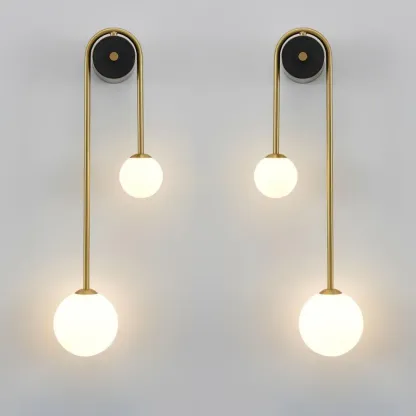 Edge Minimalism Metal Gray Black Brass Glass Wall Lamp Bedroom Living Room