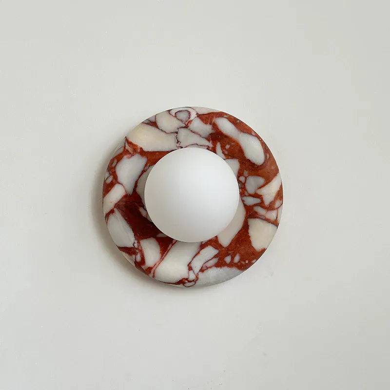 Elif Modern Round Marble Wall Light Shades Bedroom Living Room