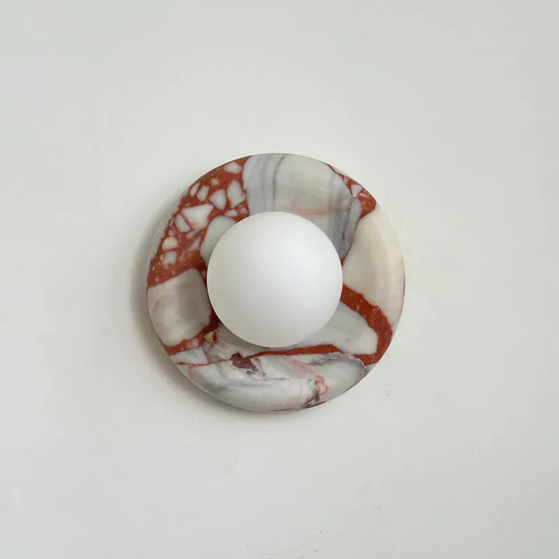 Elif Modern Round Marble Wall Light Shades Bedroom Living Room