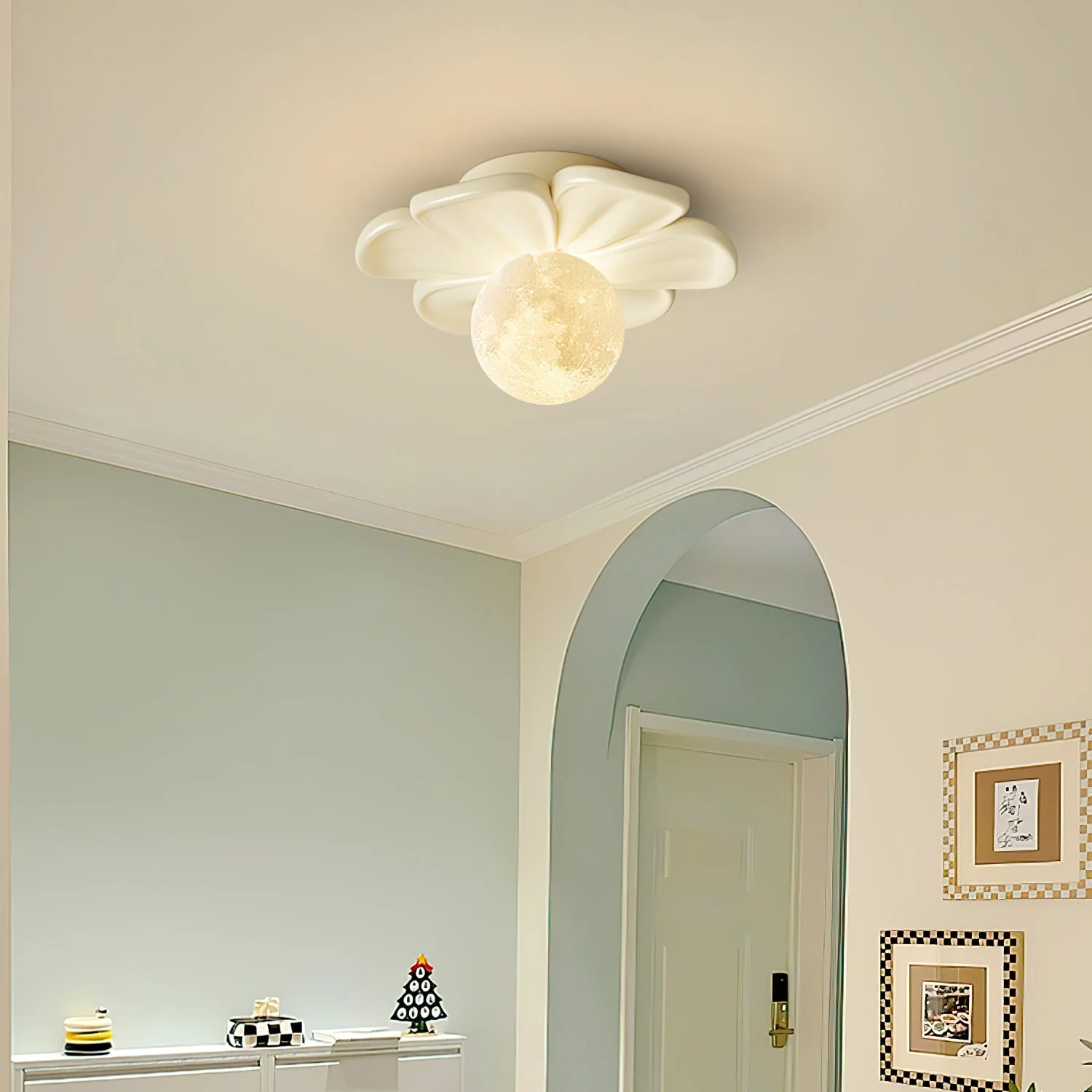 Carins Resin Pink Beige Flower Ceiling Lamp Dining Room Bedroom
