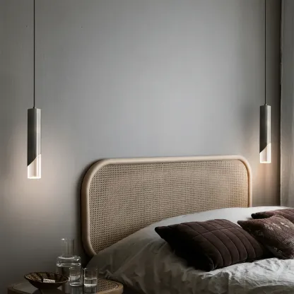 Meza Modern Cylinder Metal Acrylic Pendant Light Bedroom Dining Room