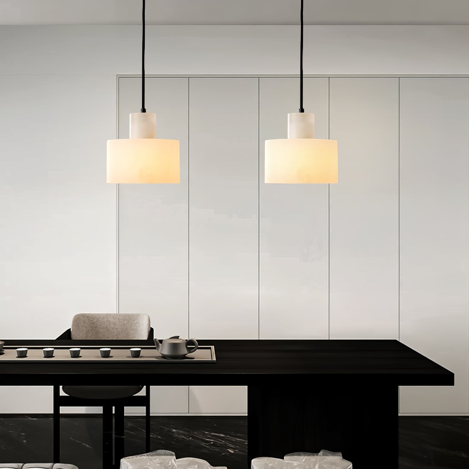 Alabaster Pendelleuchte Dual Zylindrisch-Las Sola