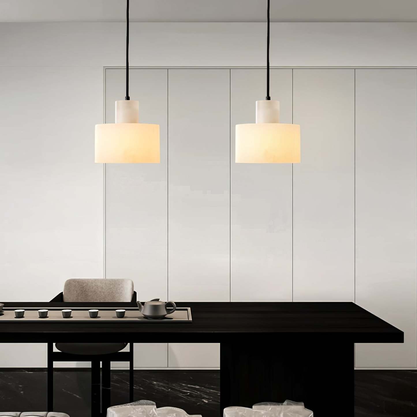 Alabaster Pendelleuchte Dual Zylindrisch-Las Sola