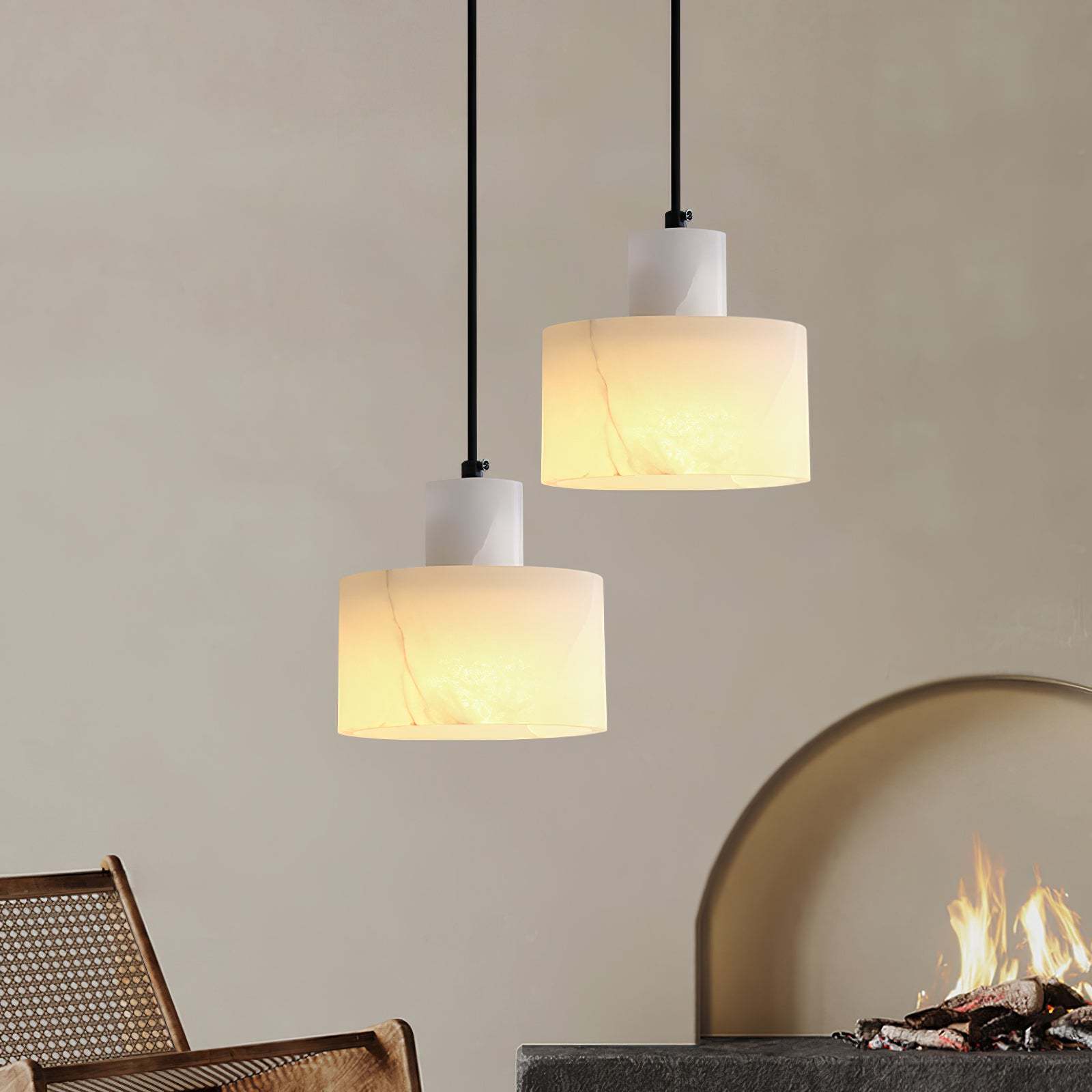 Alabaster Pendelleuchte Dual Zylindrisch-Las Sola