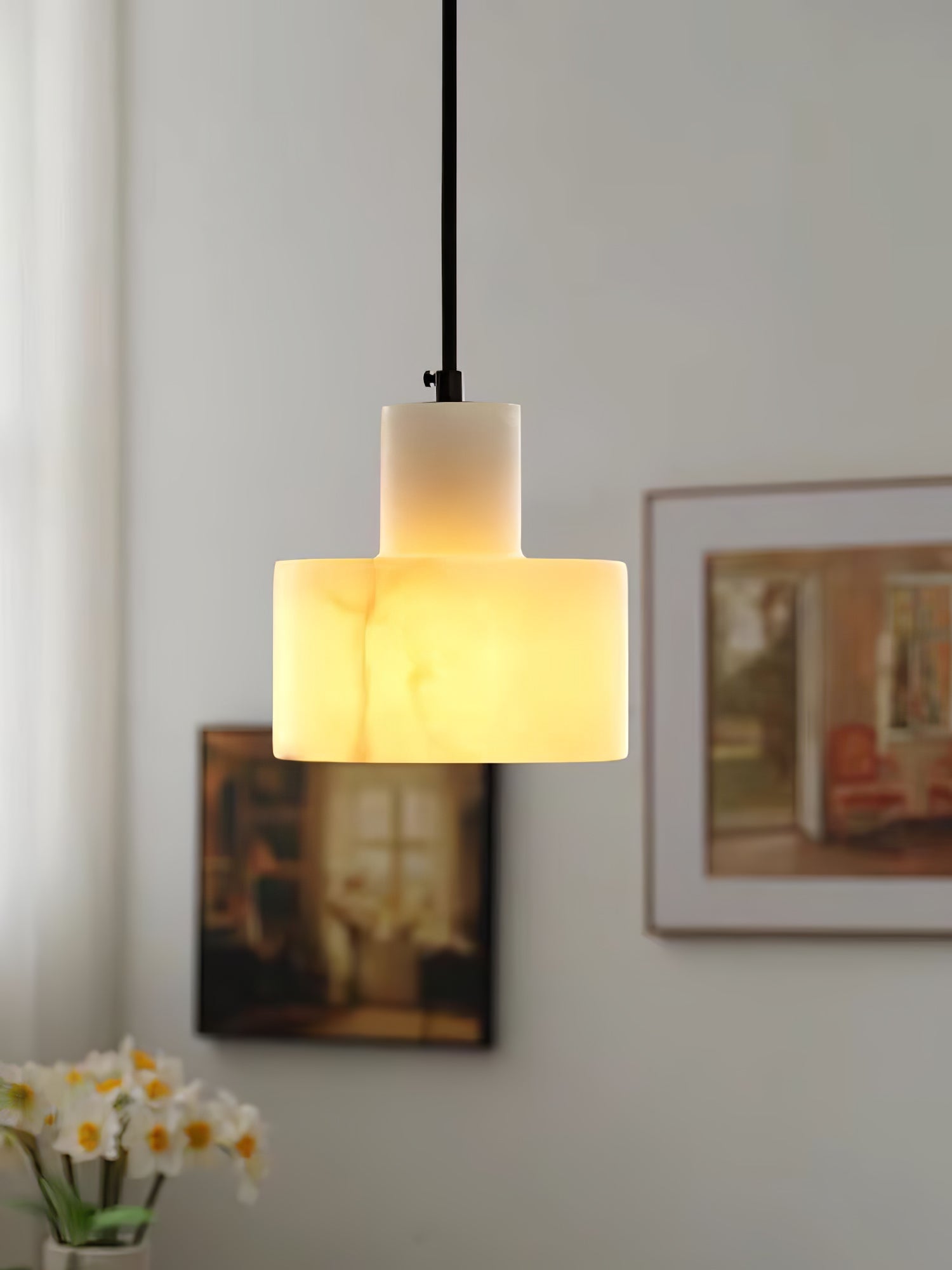 Alabaster Pendelleuchte Dual Zylindrisch-Las Sola