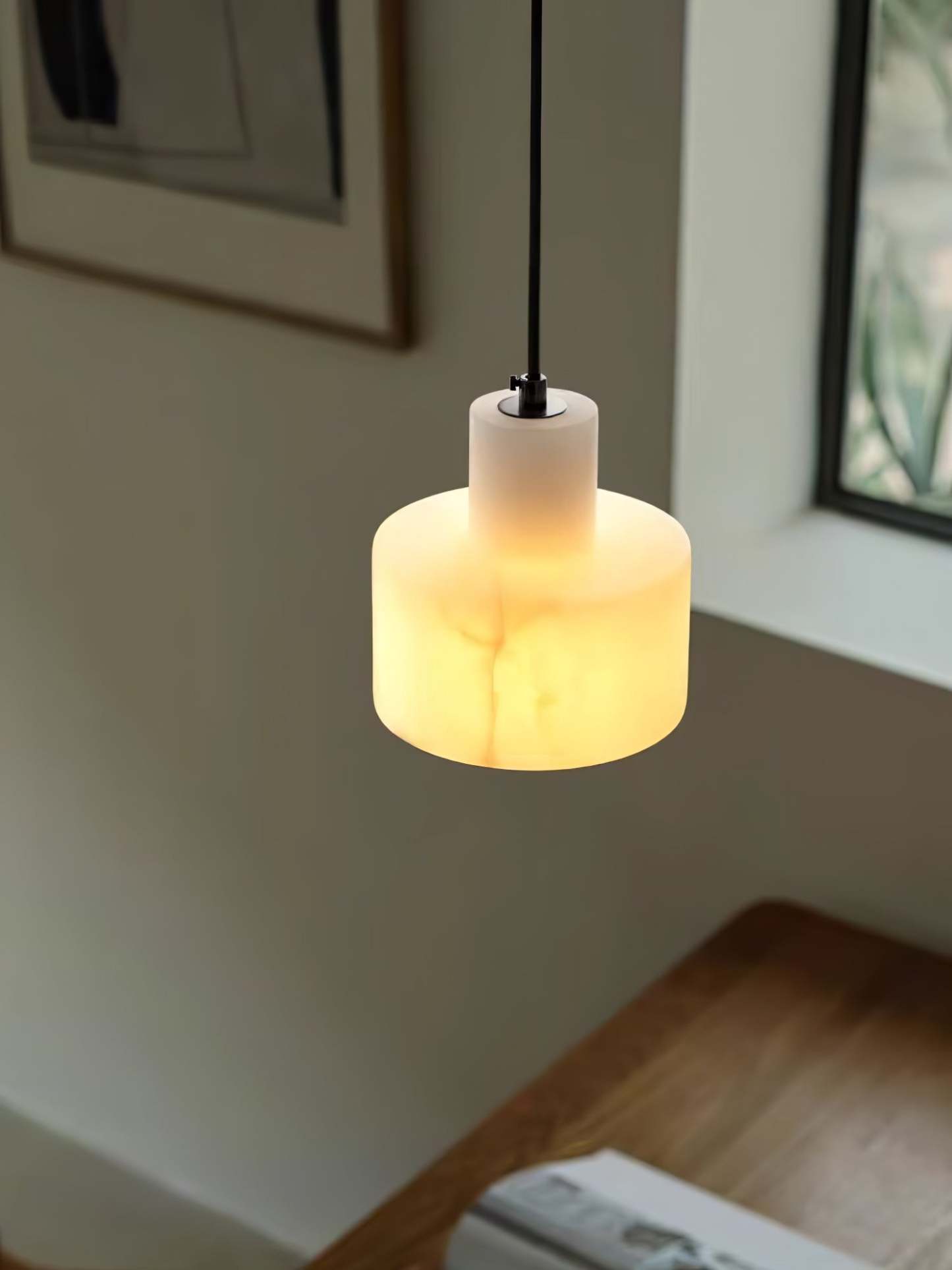 Alabaster Pendelleuchte Dual Zylindrisch-Las Sola