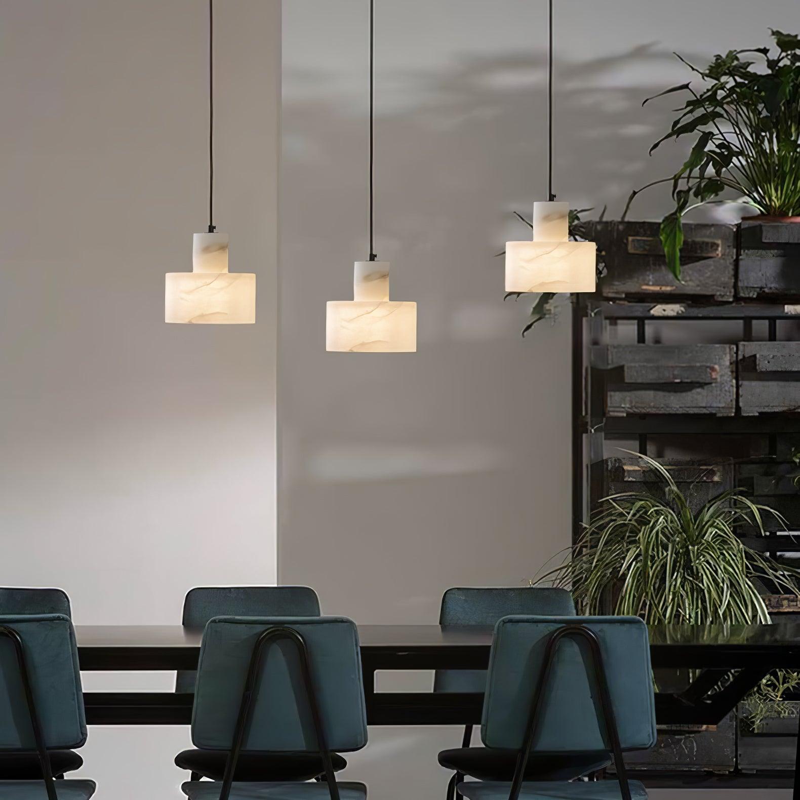 Alabaster Pendelleuchte Dual Zylindrisch-Las Sola