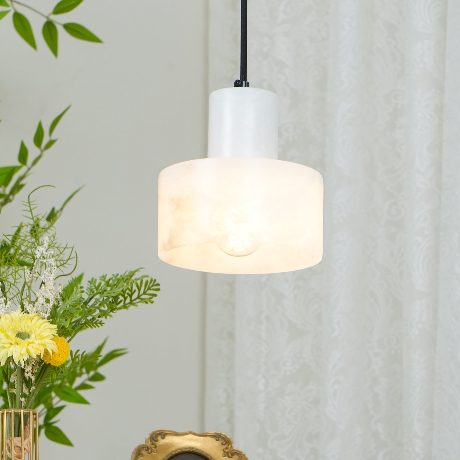 Alabaster Pendelleuchte Dual Zylindrisch-Las Sola