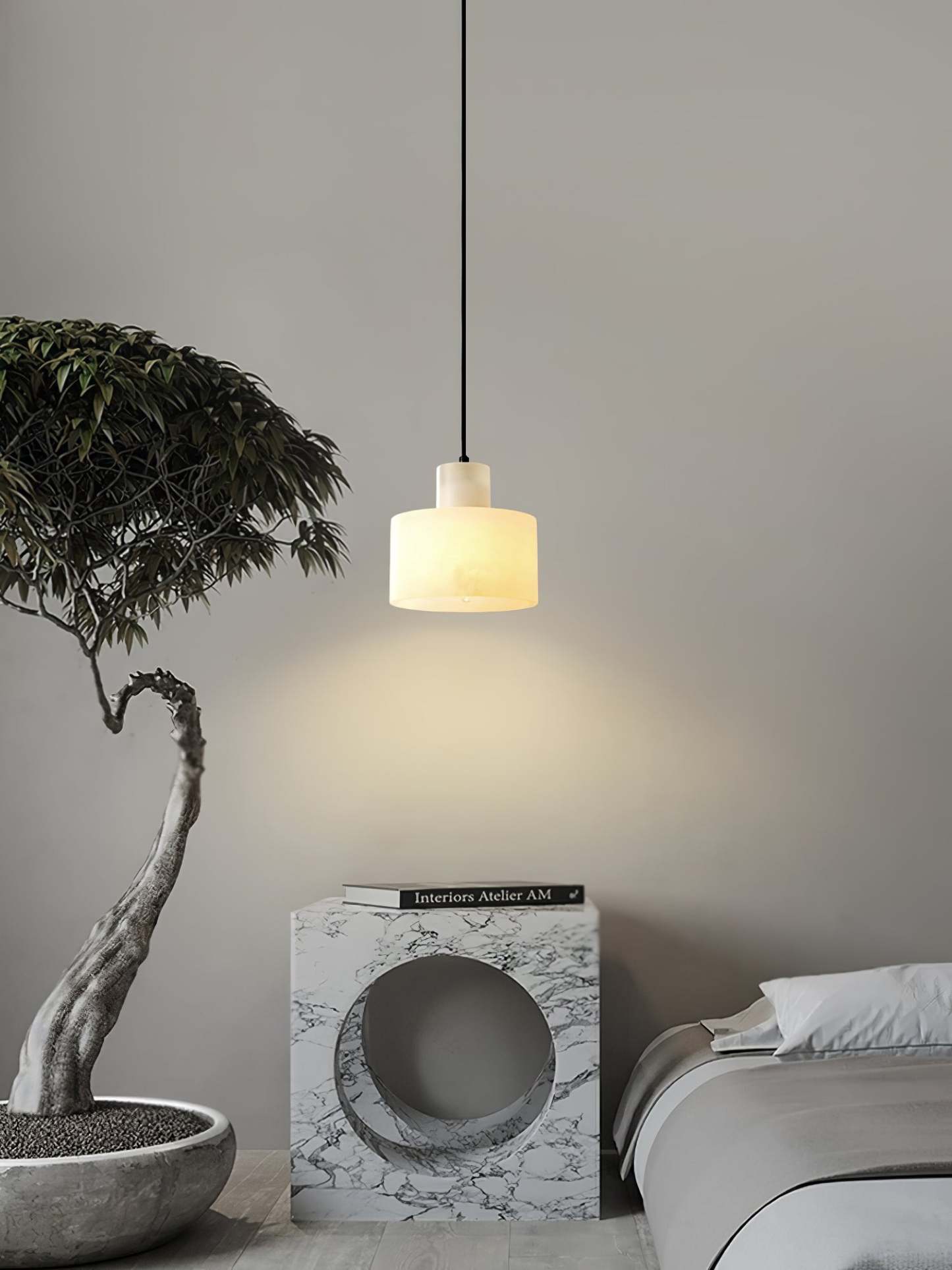 Alabaster Pendelleuchte Dual Zylindrisch-Las Sola