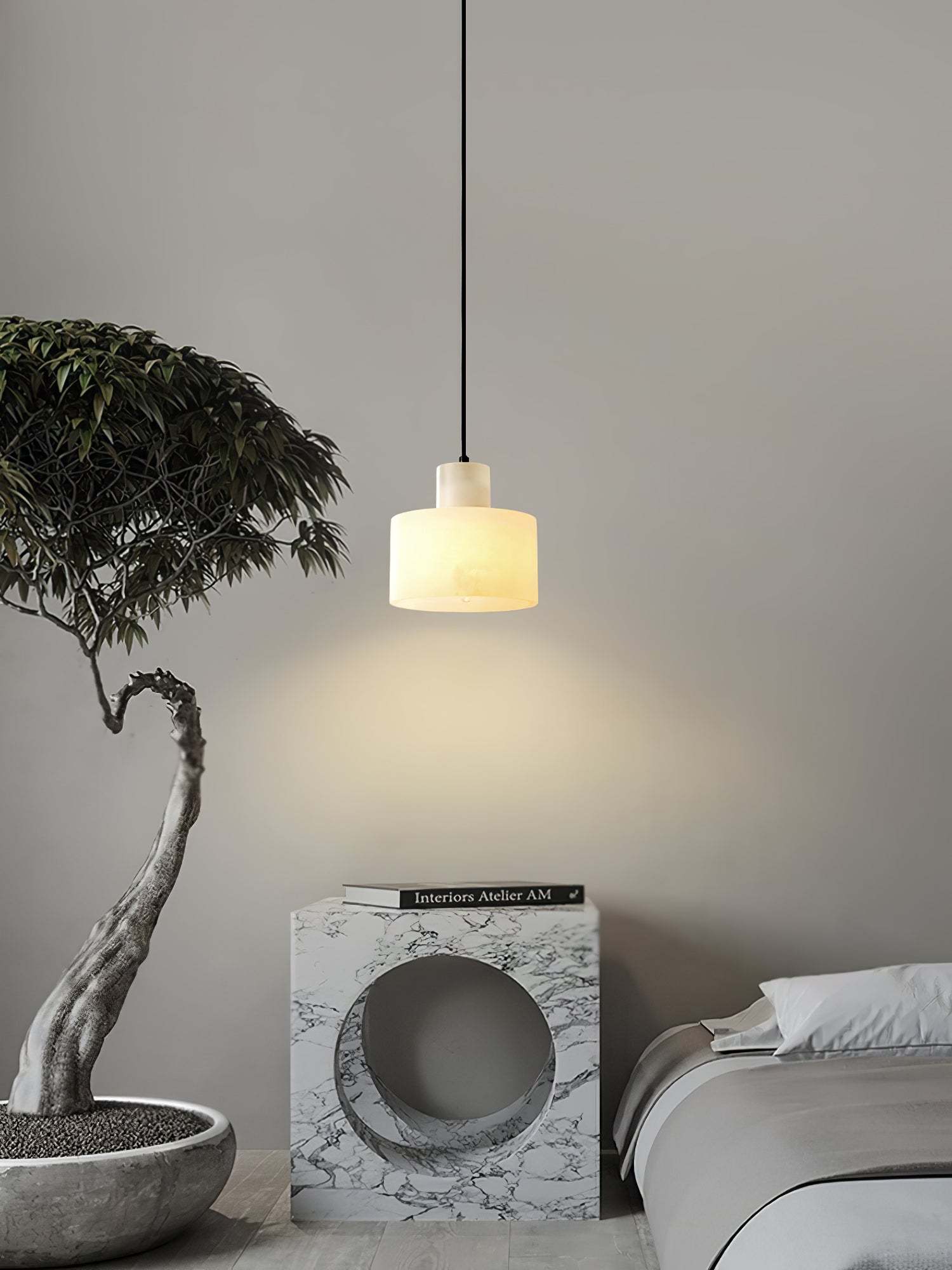 Alabaster Pendelleuchte Dual Zylindrisch-Las Sola