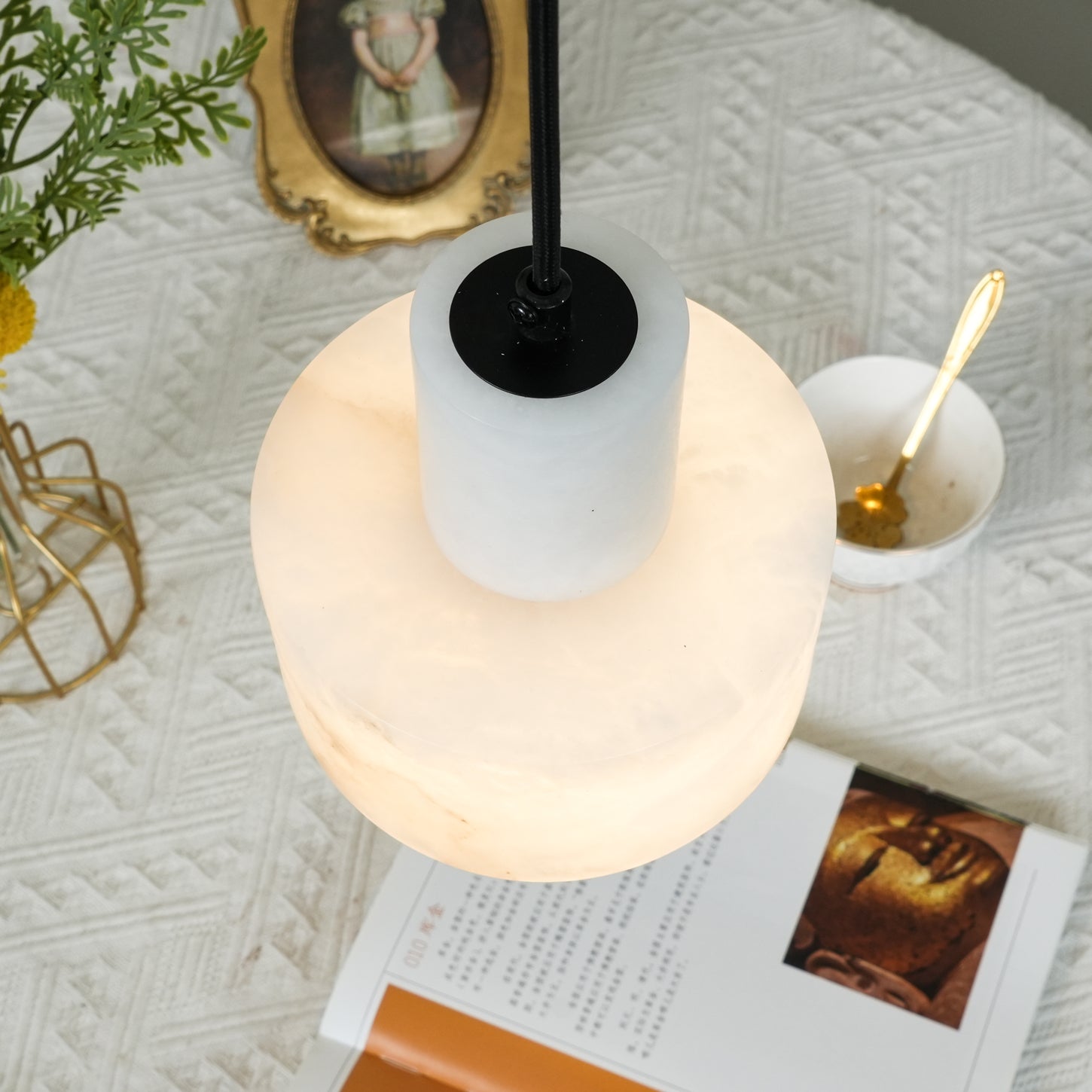 Alabaster Pendelleuchte Dual Zylindrisch-Las Sola