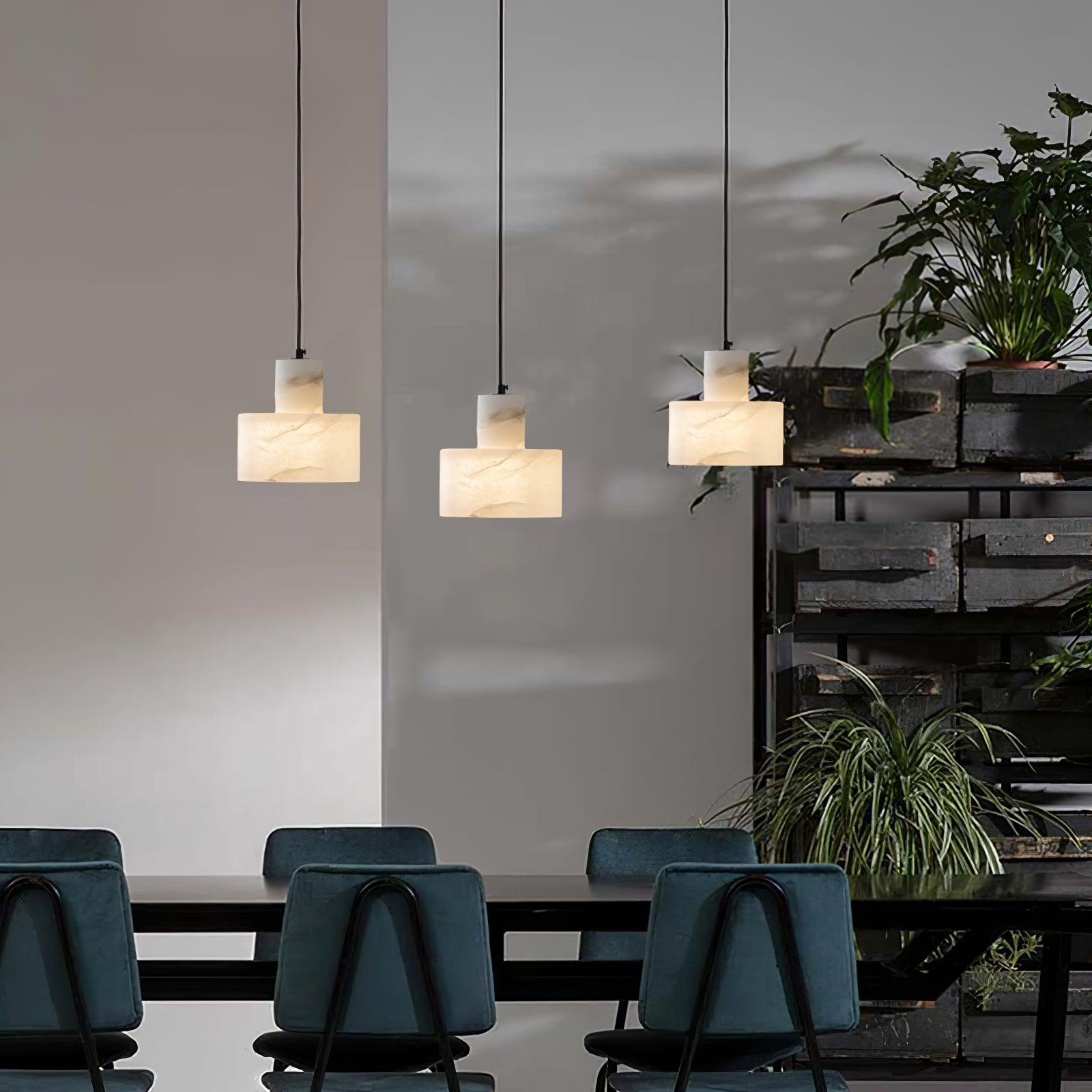 Alabaster Pendelleuchte Dual Zylindrisch-Las Sola