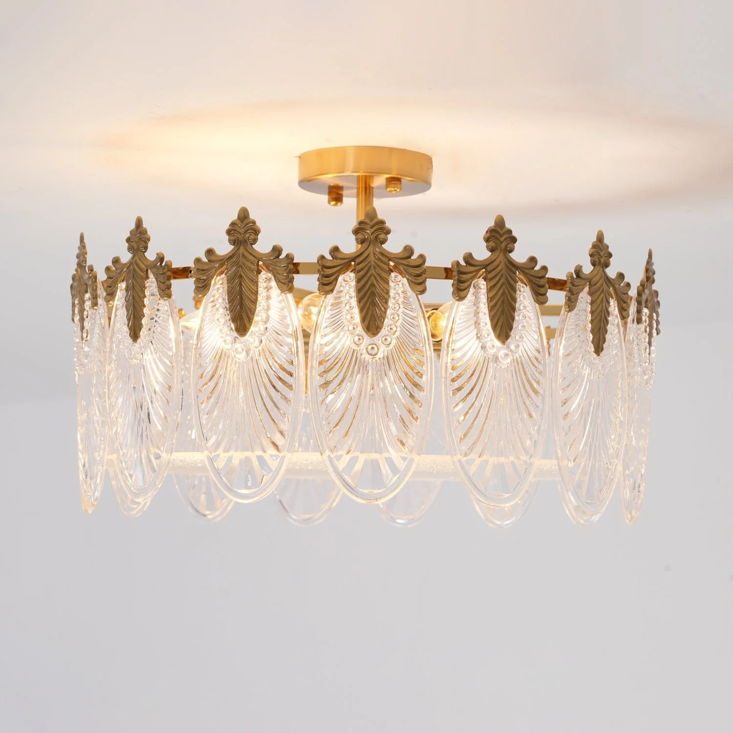 Alessio Vintage Luxury Glass Round Chandelier Living Dining Room