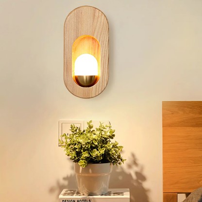 Ozawa Klassisch Holz Glas Wandleuchte Schlafzimmer Esszimmer