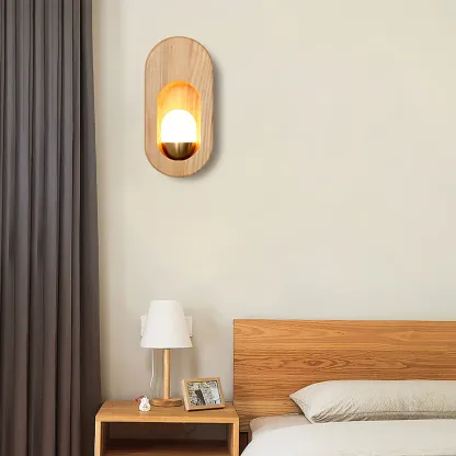 Ozawa Classical Wood Glass Wall Lamp Bedroom  Dining Room