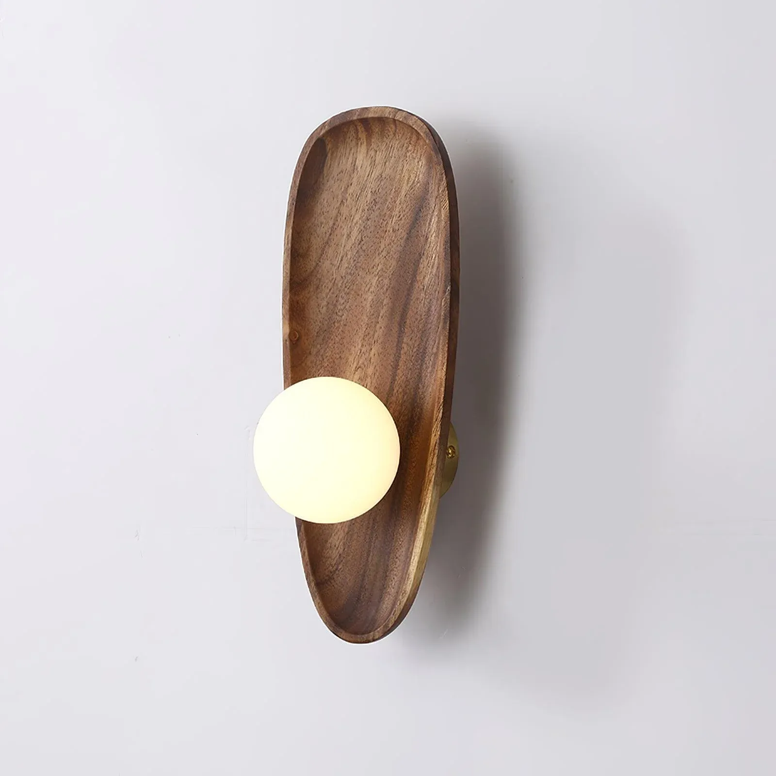 Muto Natural Wood Glass Walnut Wall Lamp Bedroom Living Room
