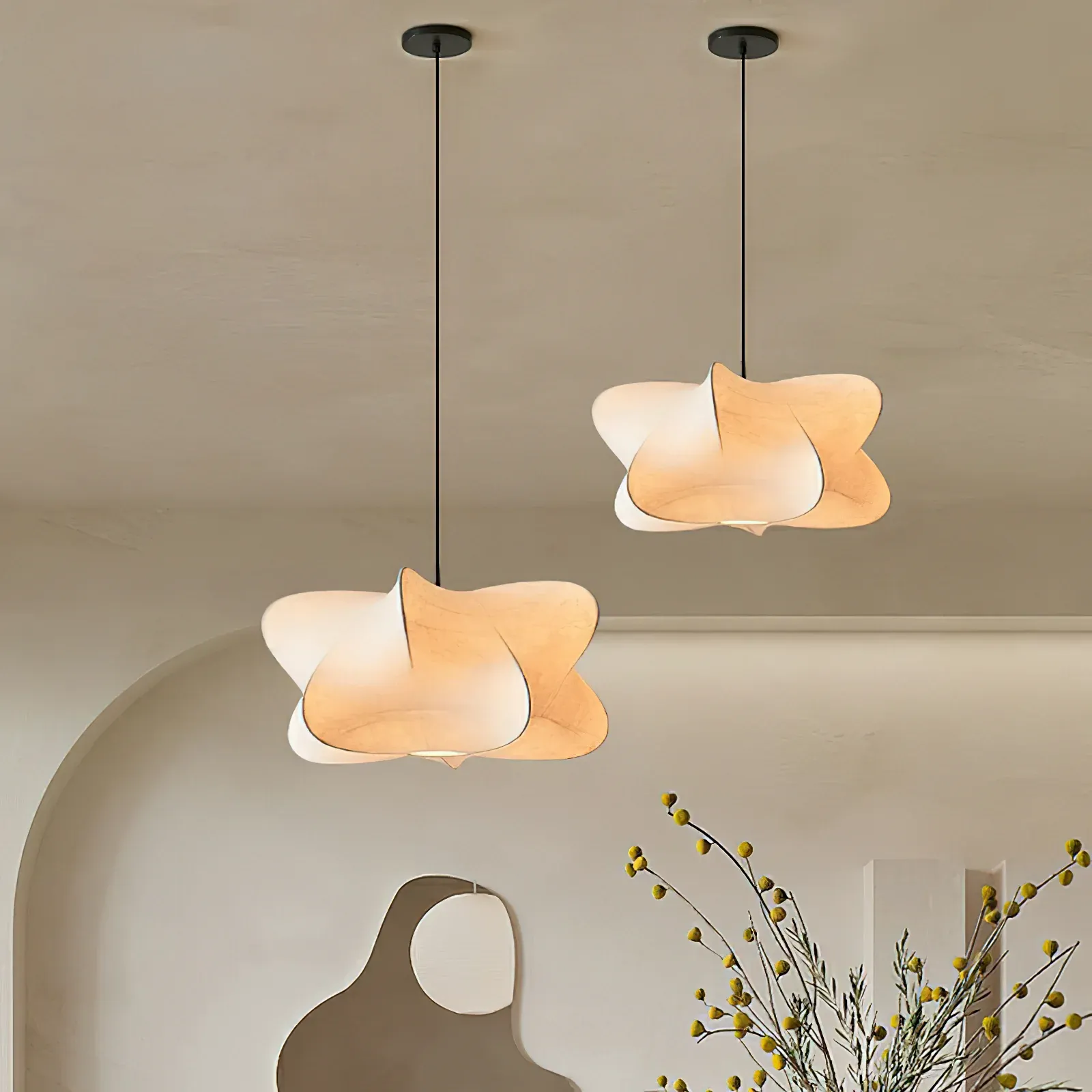 Ozawa Modern Unusual Silk Pendant Light Bedroom Dining Room