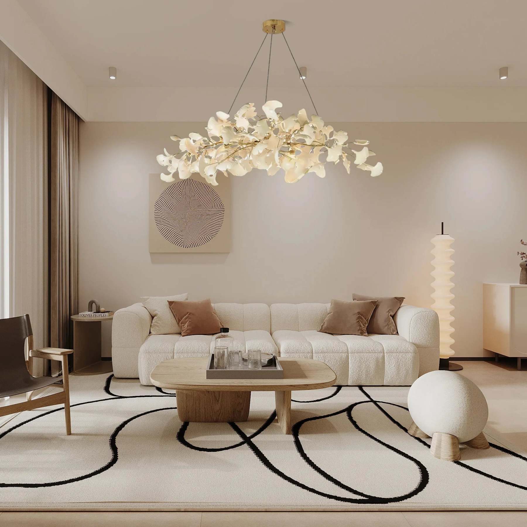 Olivia LeafGlo Modern Gold Foyer LED Kronleuchter, aus Metall & Keramik