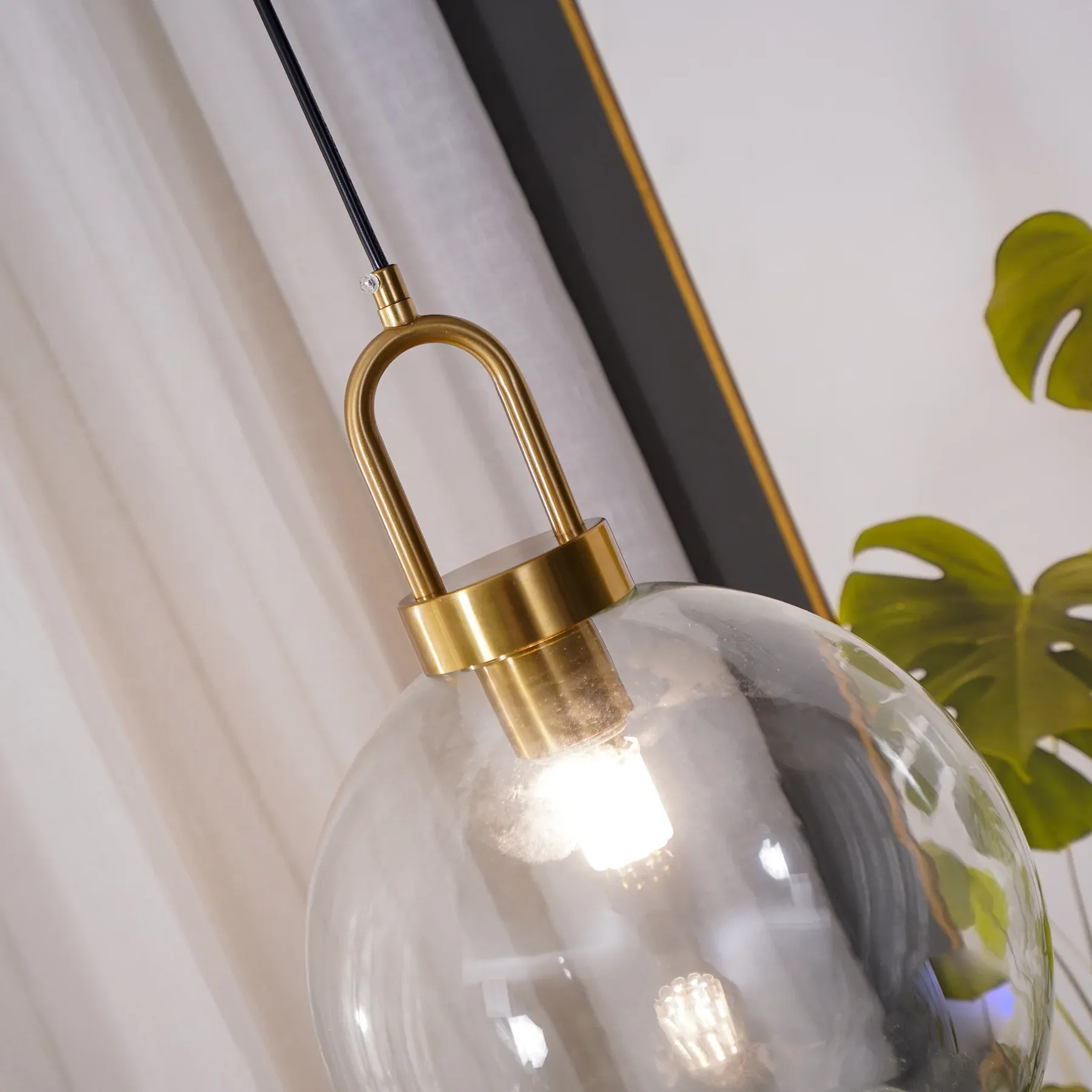 Hailie Modern Round Glass Pendant Light Bedroom Hallway Living Room