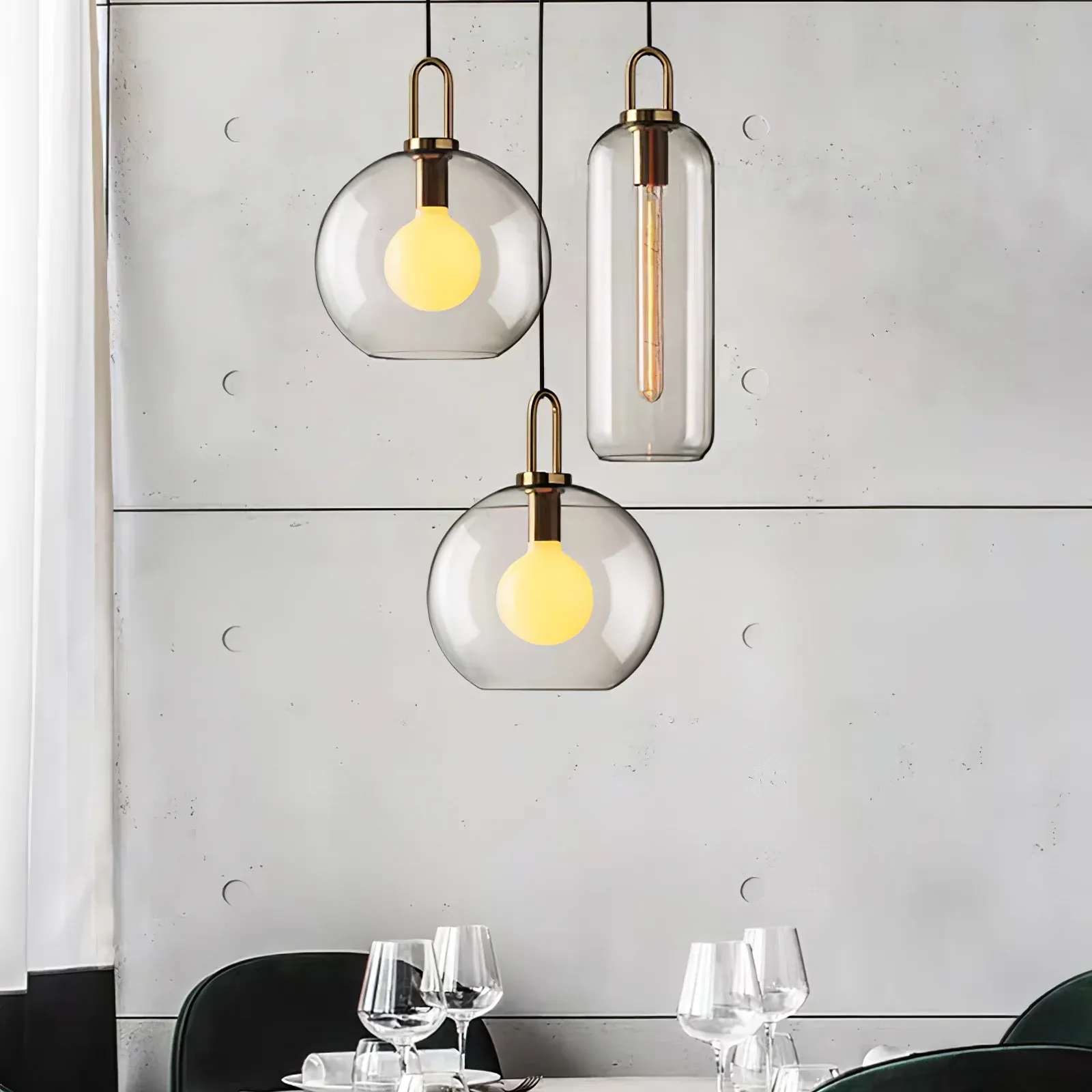 Hailie Modern Round Glass Pendant Light Bedroom Hallway Living Room