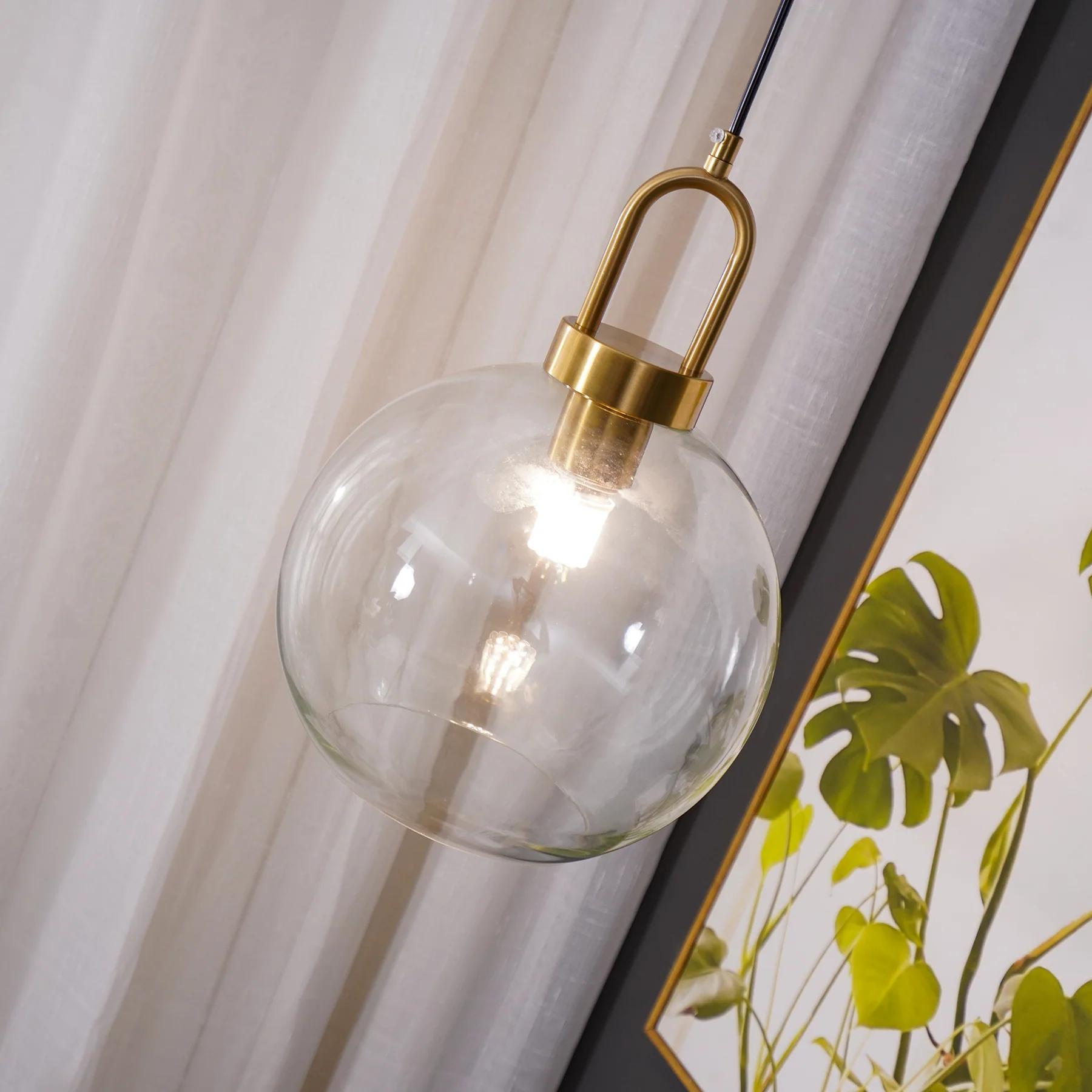 Hailie Modern Round Glass Pendant Light Bedroom Hallway Living Room