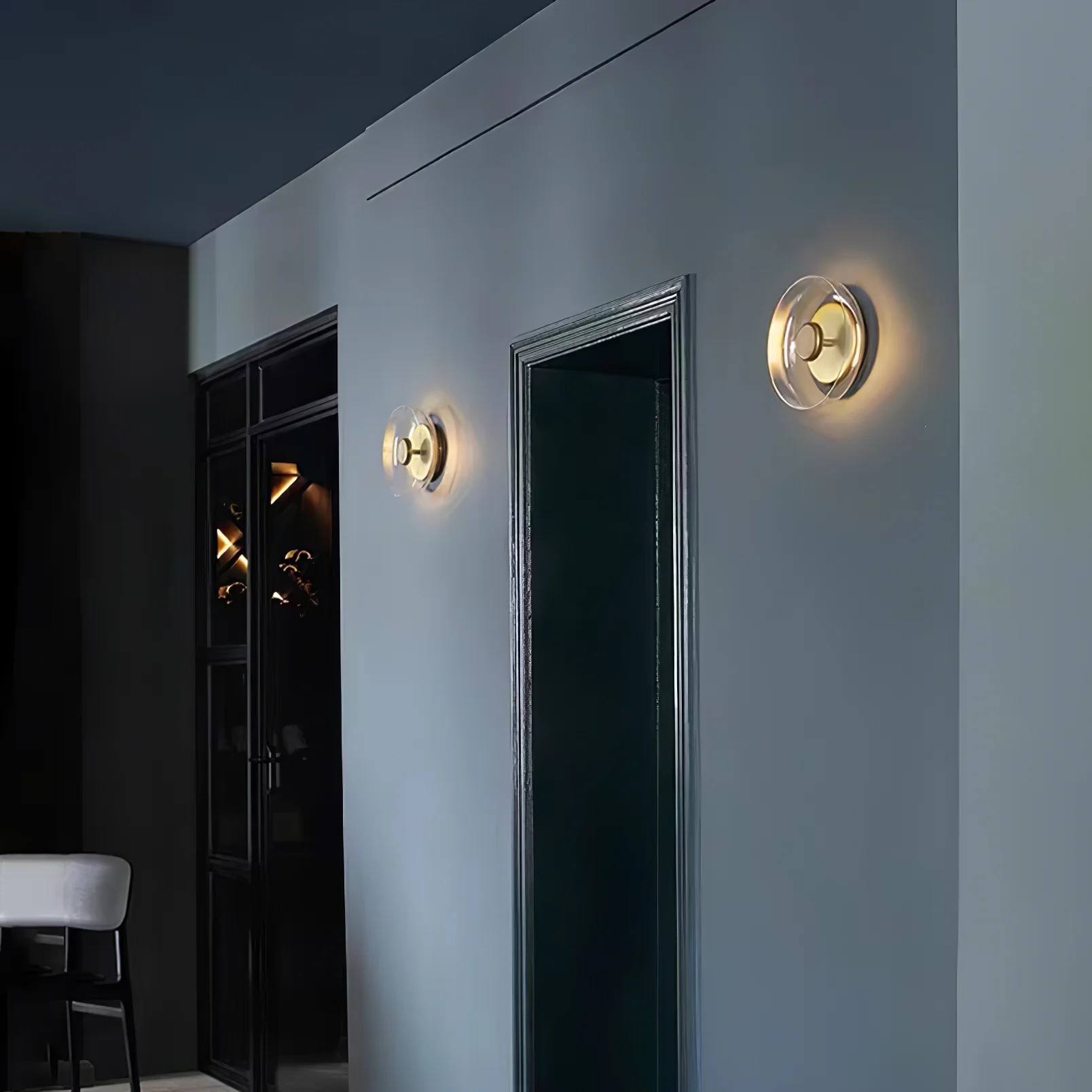 Hailie Moderne Runde Schüssel Glas Wandleuchte Rollos Schlafzimmer Flur