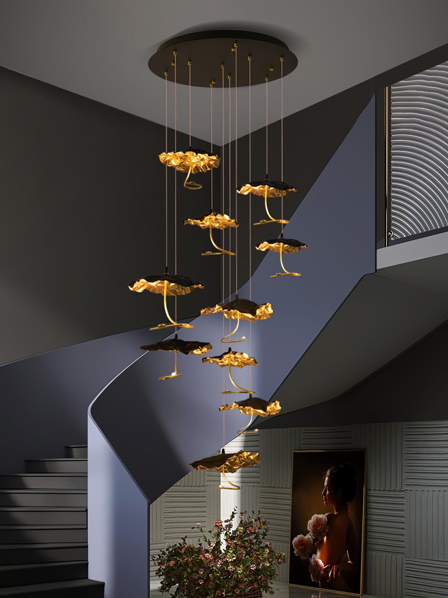 Aureate Cluster-Kronleuchter aus Messing Cloud-Las Sola