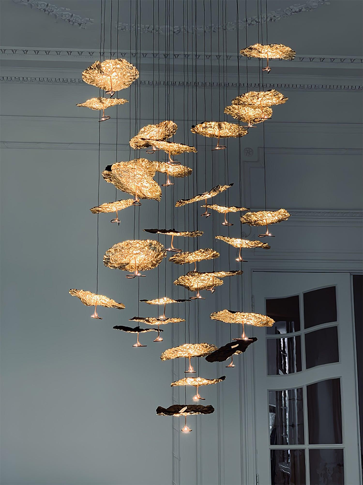Aureate Cluster-Kronleuchter aus Messing Cloud-Las Sola