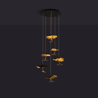 Aureate Cluster-Kronleuchter aus Messing Cloud-Las Sola