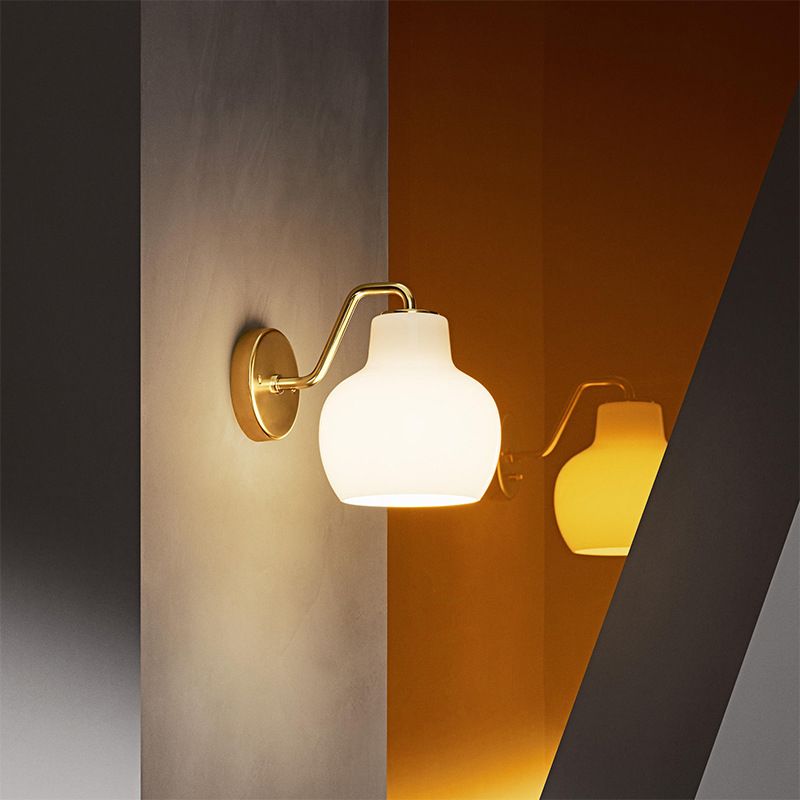 Lily Modern Wandleuchte Kuppel, Weiß-Gold, Wohnzimmer, Metall Glas