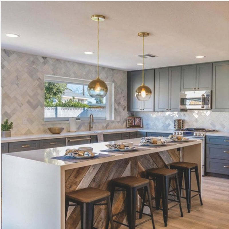 Levy Modern Kugel LED Pendelleuchte Gold/Silber/Roségold Esszimmer Metall Glas