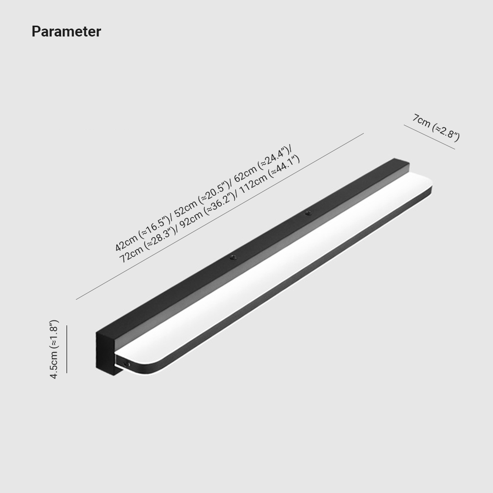 Leigh Modern LED Wandleuchte Spiegelfront Rechteckig 3 Farbe Metall/Acryl